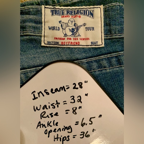 True Religion size 27 Blue Denim Jeans.Please see last picture for measurements. - Picture 8 of 8